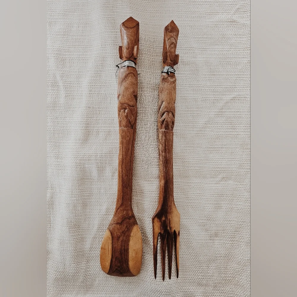 Mid-Century Handmade Wooden Utensil Set - Picture 5 of 5